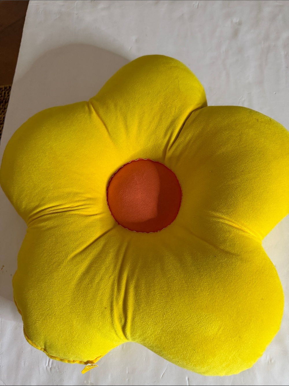 Yellow Flower Decorative Throw Pillow with Orange Center